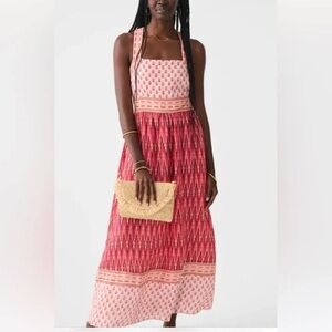 Faherty Gracie Maxi Dress Pink Gobi Floral Linen size XS